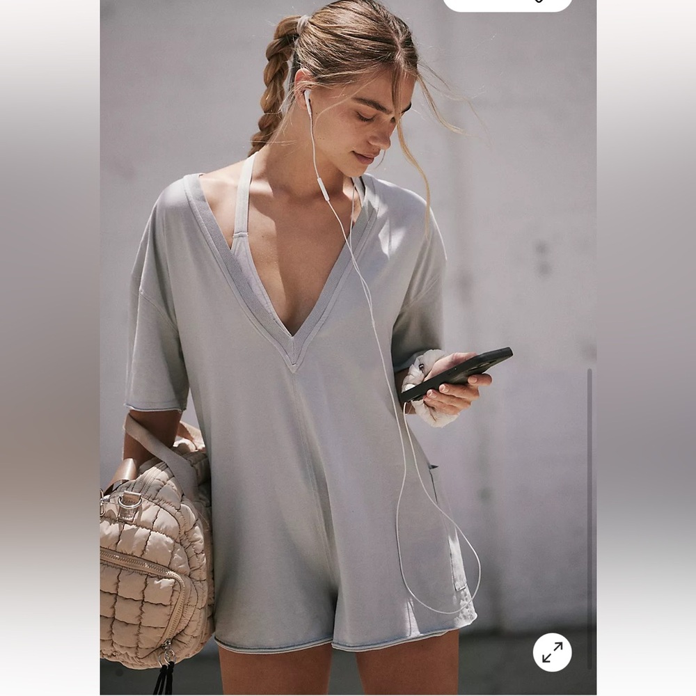 V-Neck Gray Bodysuit